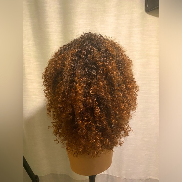 HAIR- full WIG -14 inches long and natural curly. Dark brown/copper highlights. - Picture 3 of 4